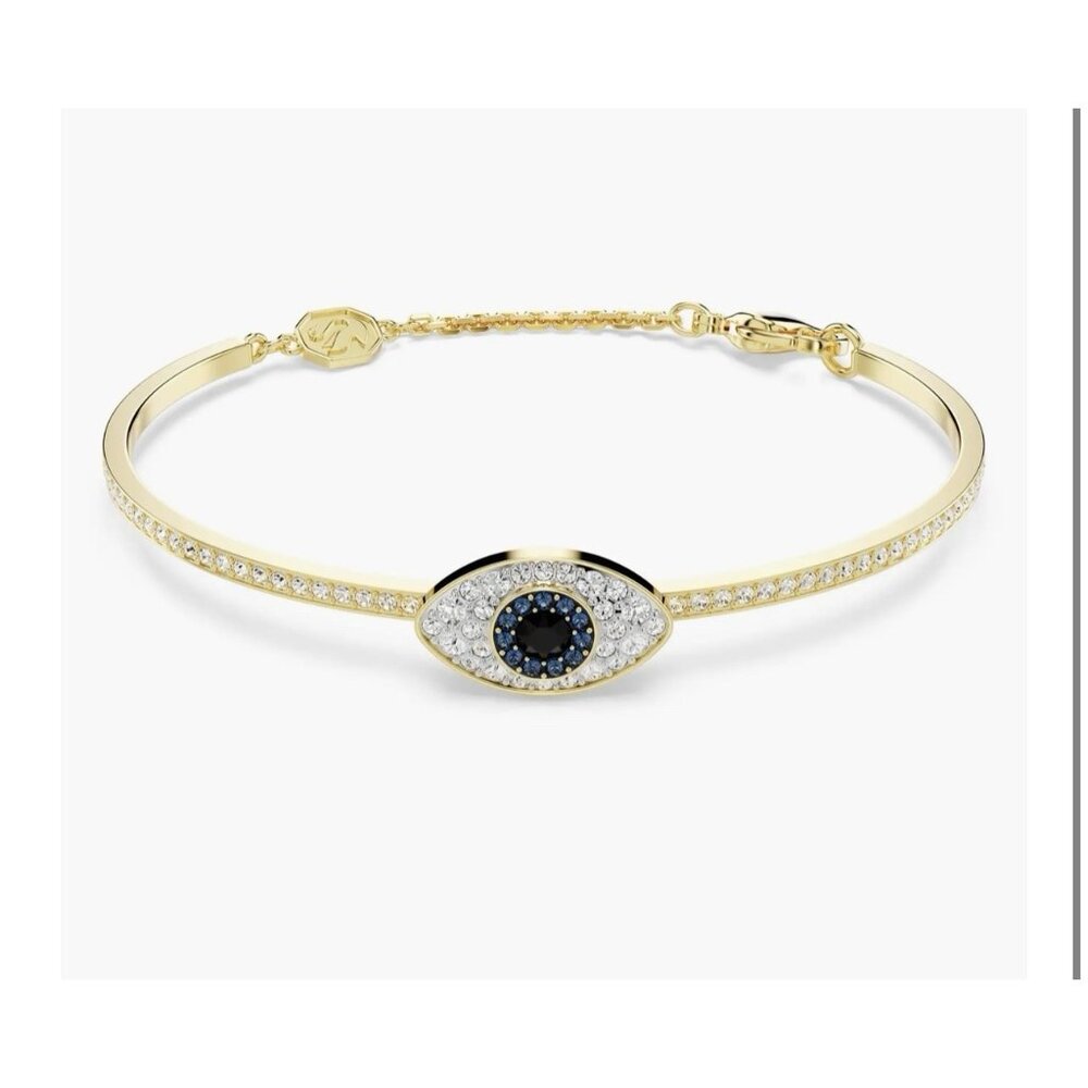 Swarovski Gold-Tone Blue and Clear Crystal Evil Eye Bracelet
